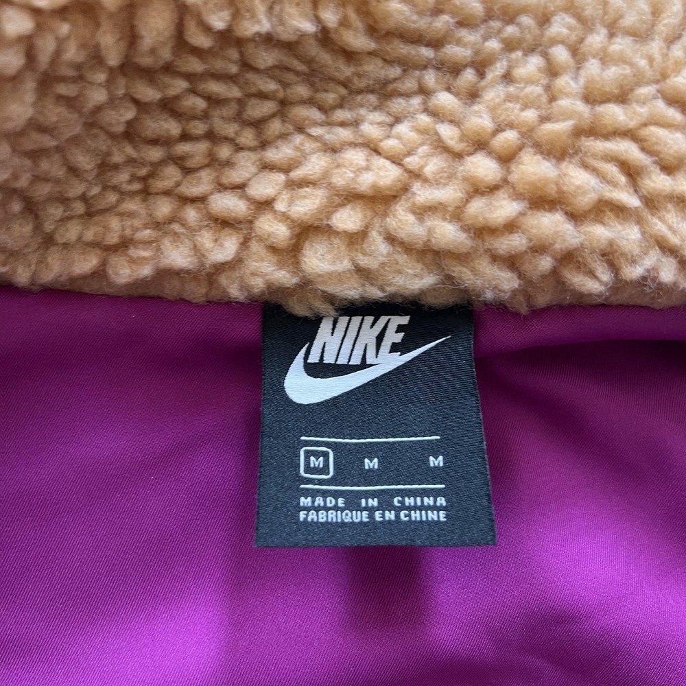 Nike Sportswear Swoosh Faux Fur Sherpa Fleece Jacket Womens M Brown Full Zip - Picture 8 of 16